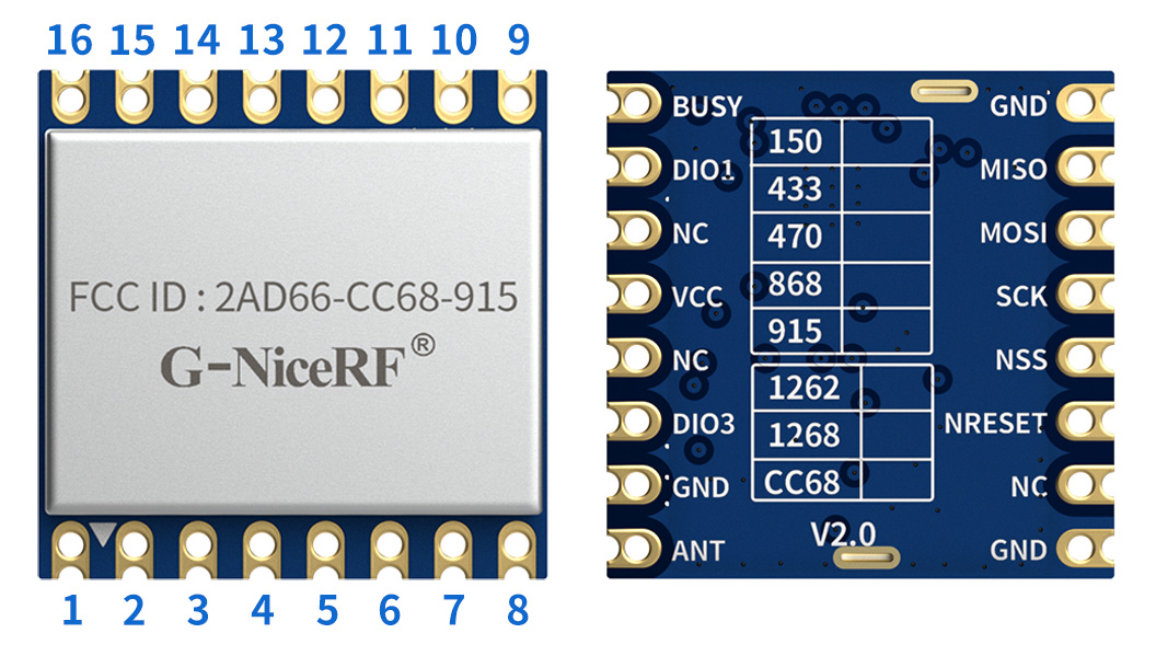 LoRa-CC68 LoRa無線模塊引腳定義