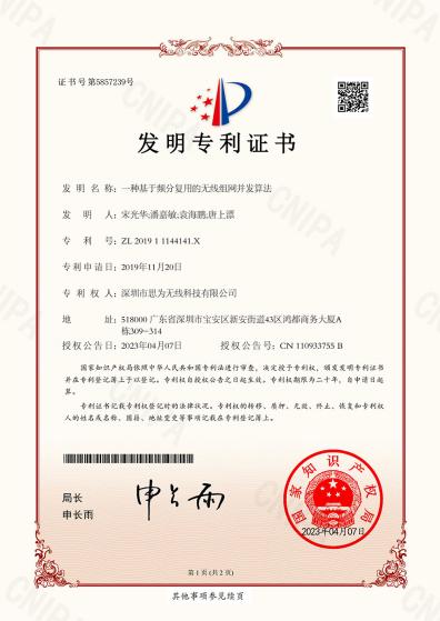 思為無線頻分復(fù)用無線組網(wǎng)并發(fā)算法專利